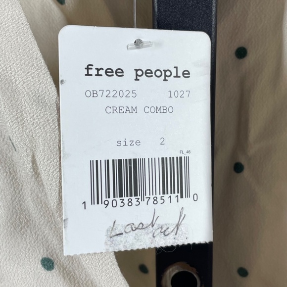 NEW Free People Dress Womens 2 off white green dot boho indie casual - Picture 6 of 11